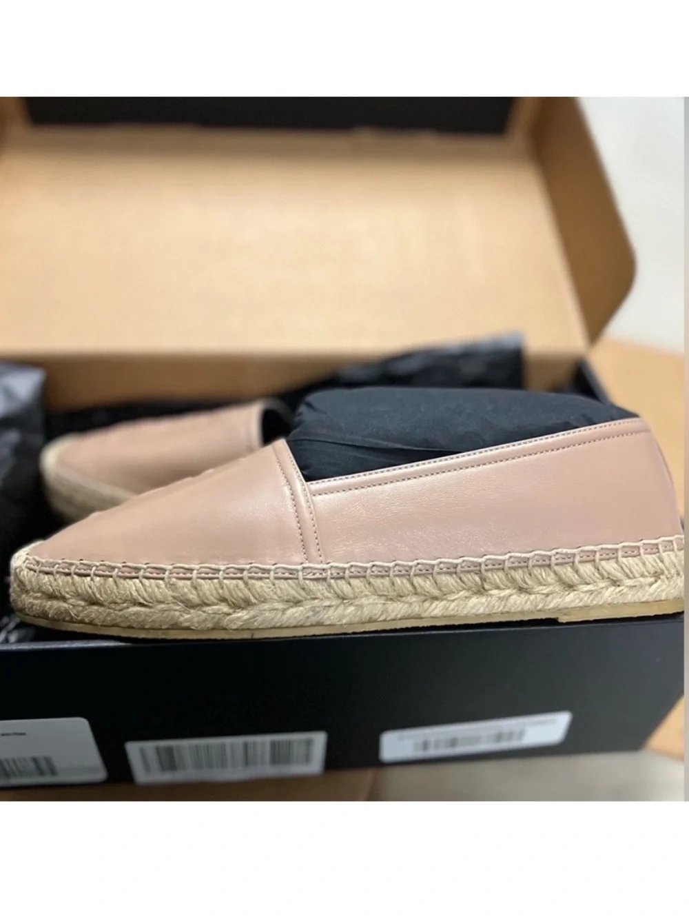 YSL Leather Monogram Espadrilles Flats Size 39.5 NEW